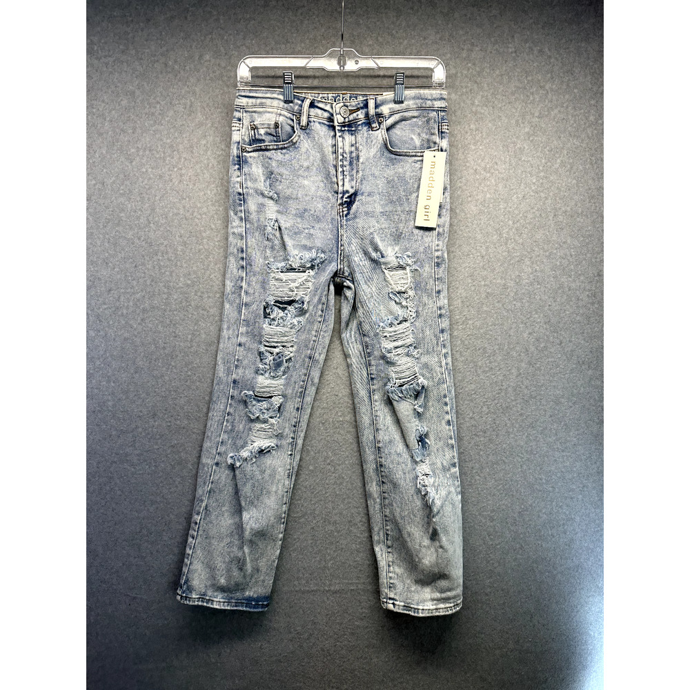Madden Girl Womens Jeans Size 28 Light Wash Clark Dad Jean Very Distressed NWT
